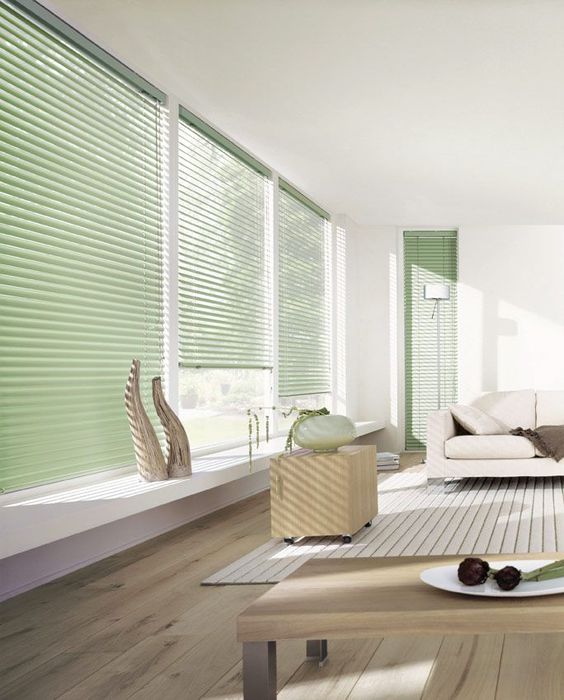 Soft green venetians